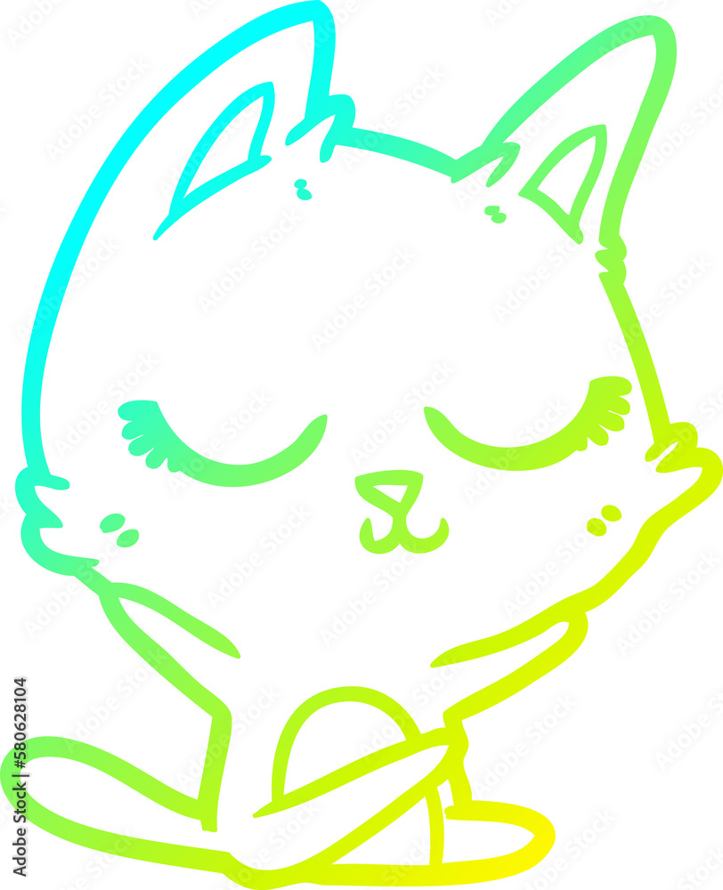 cold gradient line drawing calm cartoon cat cold gradient line drawing calm cartoon cat
