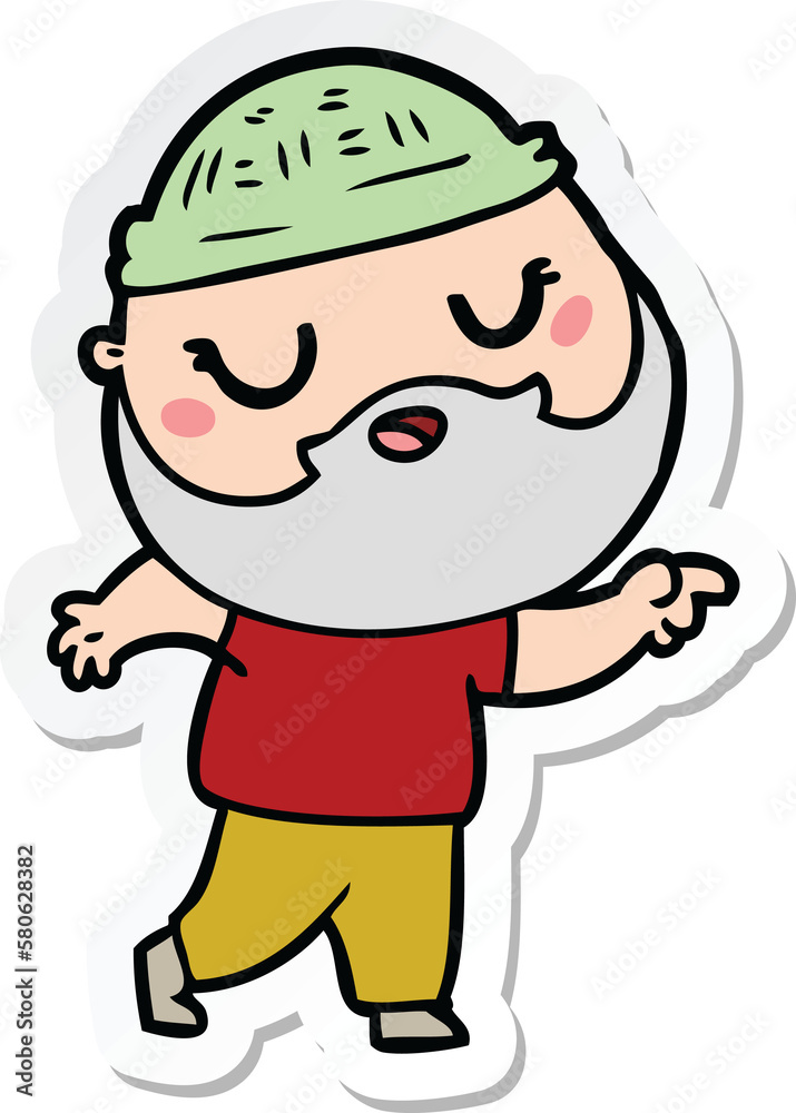 sticker of a cartoon man with beard