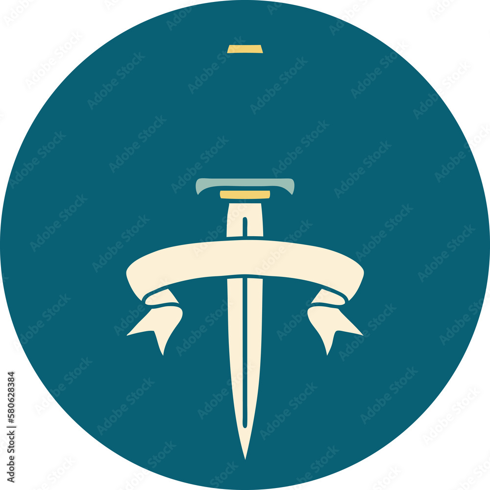 icon with banner of a dagger icon with banner of a dagger