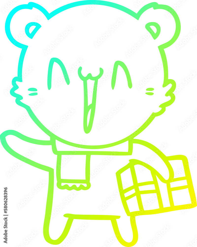 cold gradient line drawing happy polar bear cartoon cold gradient line drawing happy polar bear cartoon