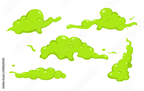 Bad smell green cloud illustration. Stink smoke vector cartoon icon set isolated on white background. Vector 10 eps. photo