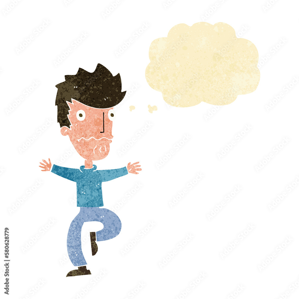 cartoon frightened man with thought bubble cartoon frightened man with thought bubble