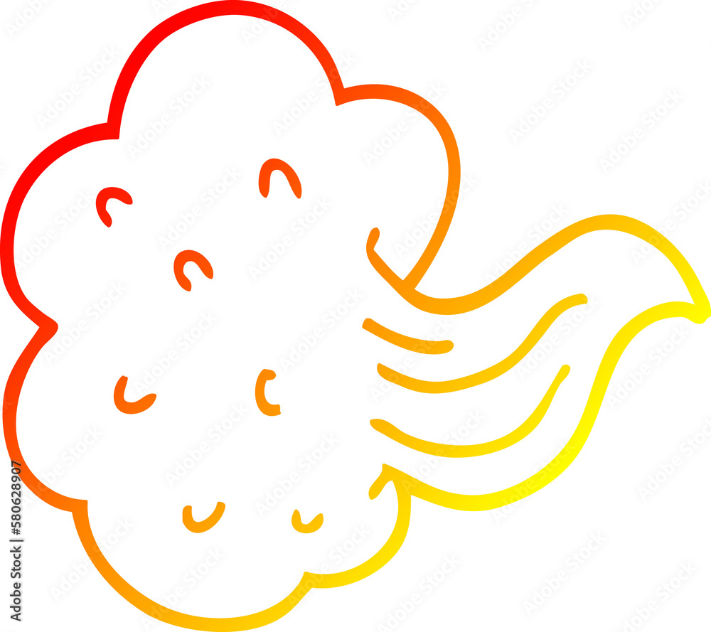 warm gradient line drawing cartoon whooshing cloud warm gradient line drawing cartoon whooshing cloud