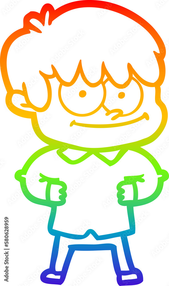 rainbow gradient line drawing happy cartoon man rainbow gradient line drawing happy cartoon man