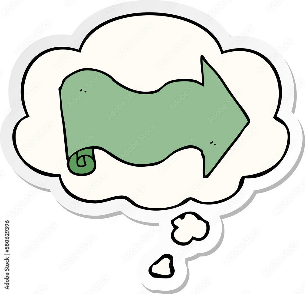 cartoon arrow and thought bubble as a printed sticker cartoon arrow and thought bubble as a printed sticker