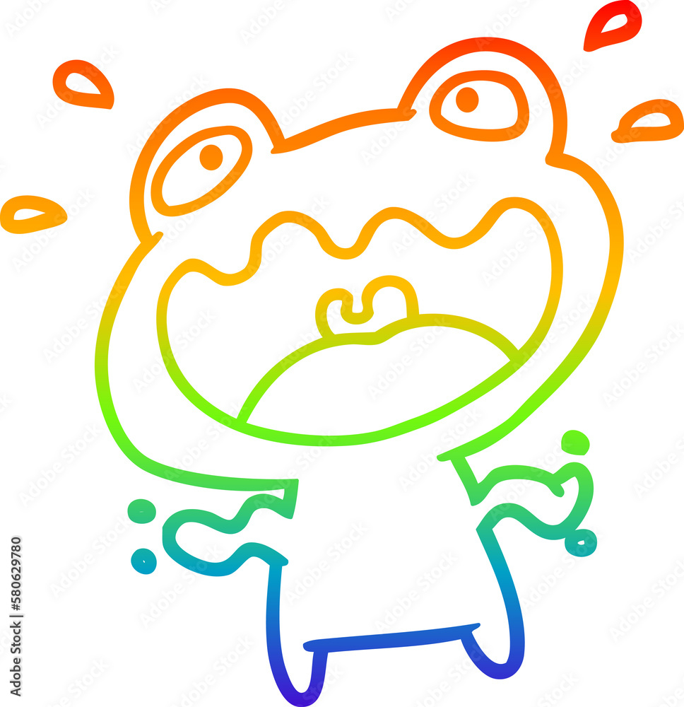 rainbow gradient line drawing cute frog frightened rainbow gradient line drawing cute frog frightened