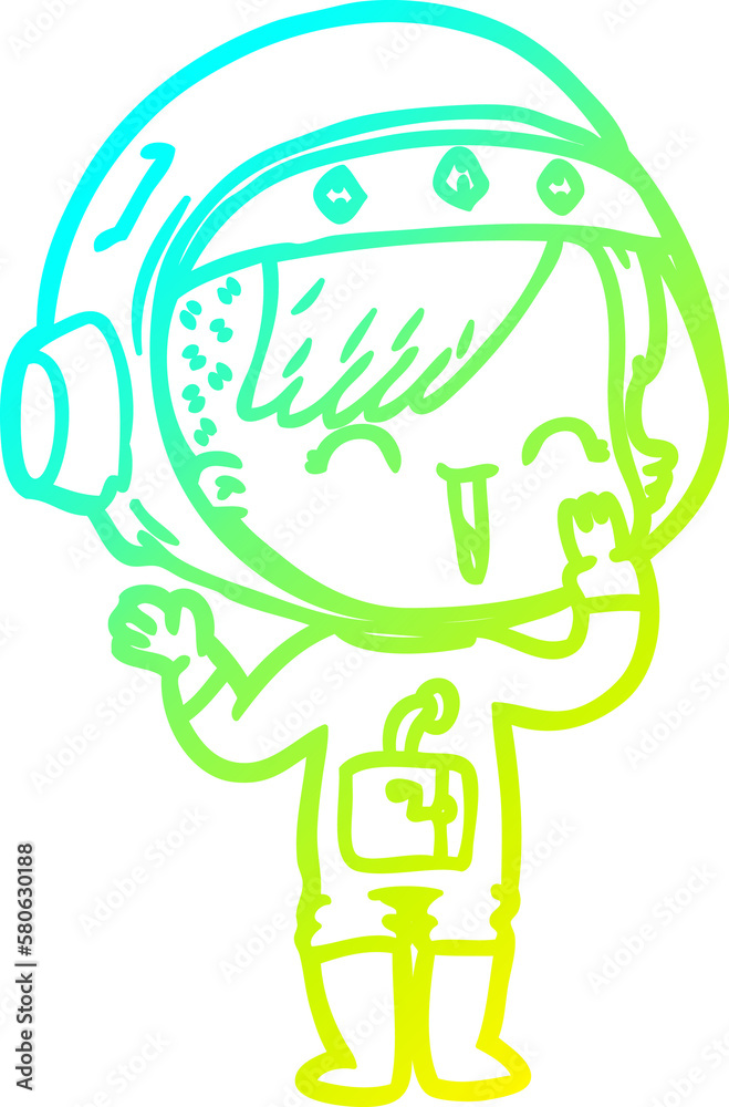 cold gradient line drawing cartoon laughing astronaut girl cold gradient line drawing cartoon laughing astronaut girl
