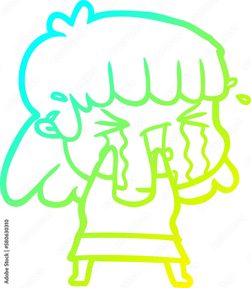 cold gradient line drawing cartoon woman in tears cold gradient line drawing cartoon woman in tears