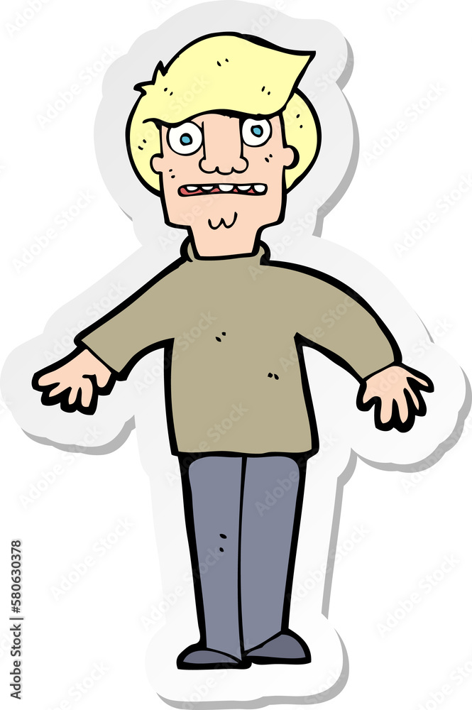 sticker of a cartoon shocked man sticker of a cartoon shocked man