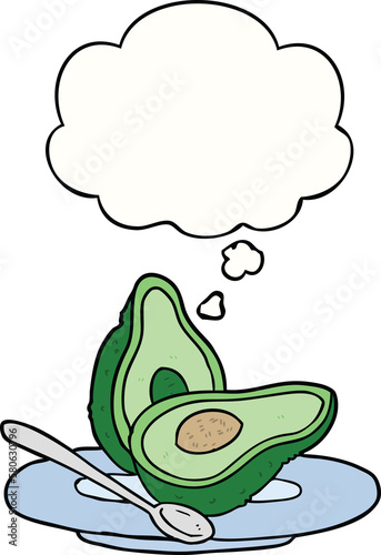 cartoon avocado and thought bubble