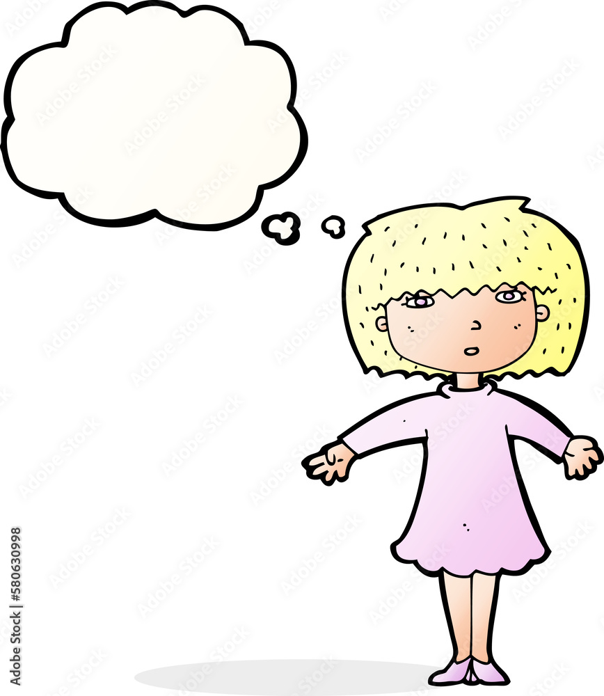 cartoon surprised woman with thought bubble cartoon surprised woman with thought bubble