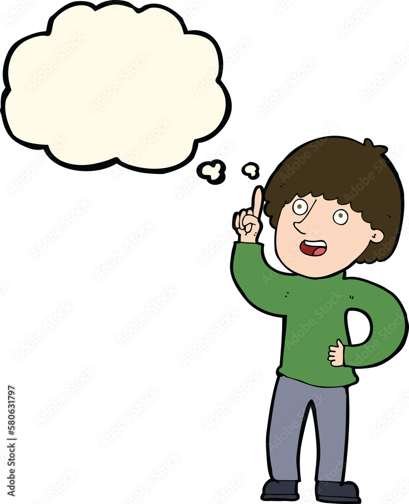 cartoon man with idea with thought bubble cartoon man with idea with thought bubble