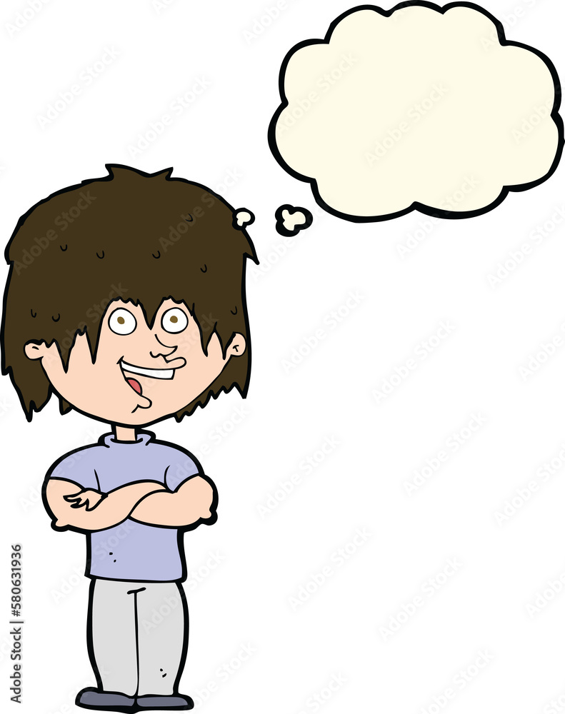 cartoon happy man with thought bubble cartoon happy man with thought bubble