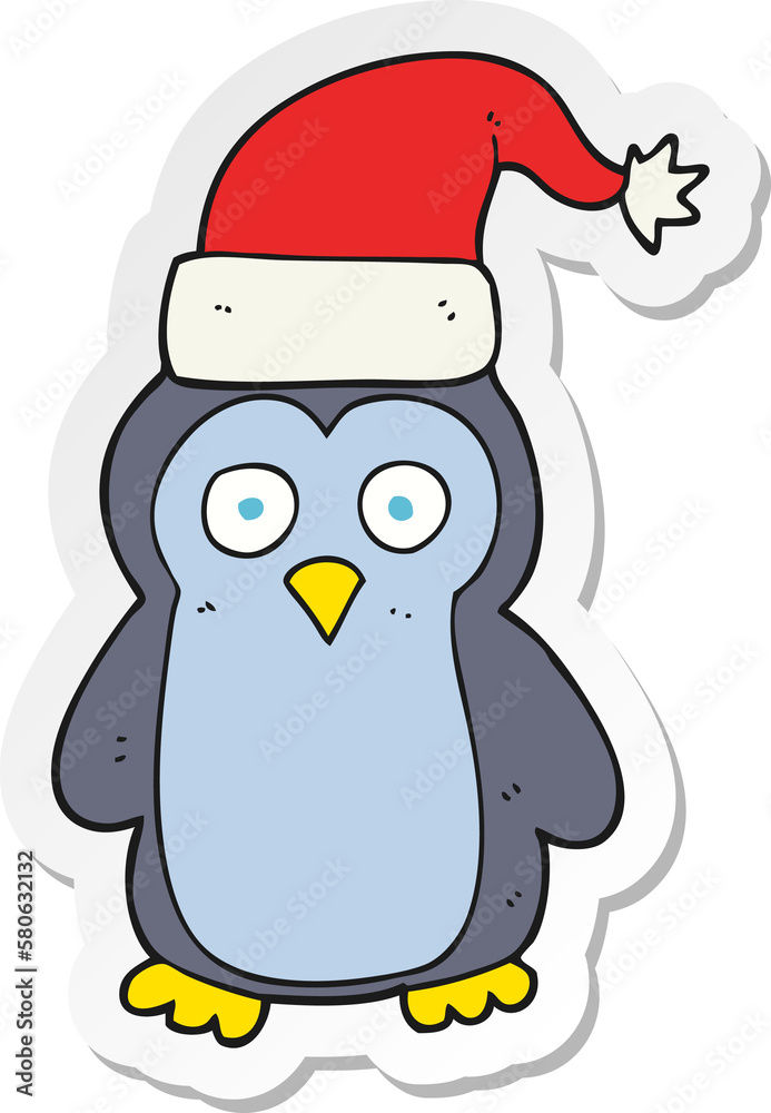 Naklejka premium sticker of a cartoon christmas penguin