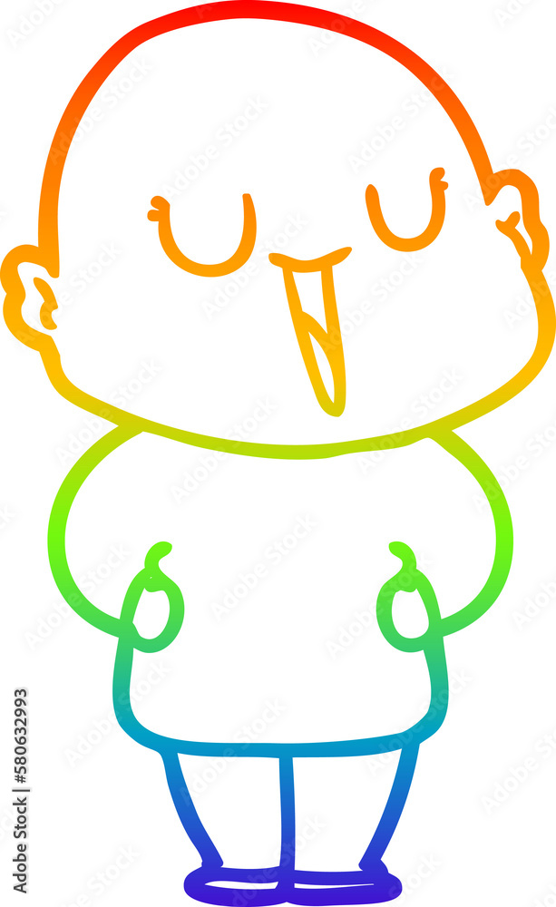 rainbow gradient line drawing happy cartoon bald man rainbow gradient line drawing happy cartoon bald man