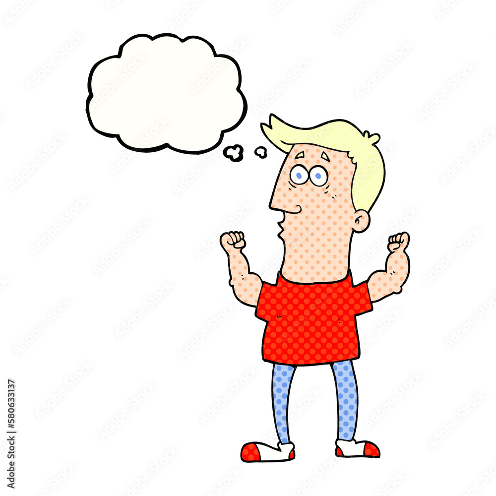 thought bubble cartoon surprised man flexing biceps thought bubble cartoon surprised man flexing biceps