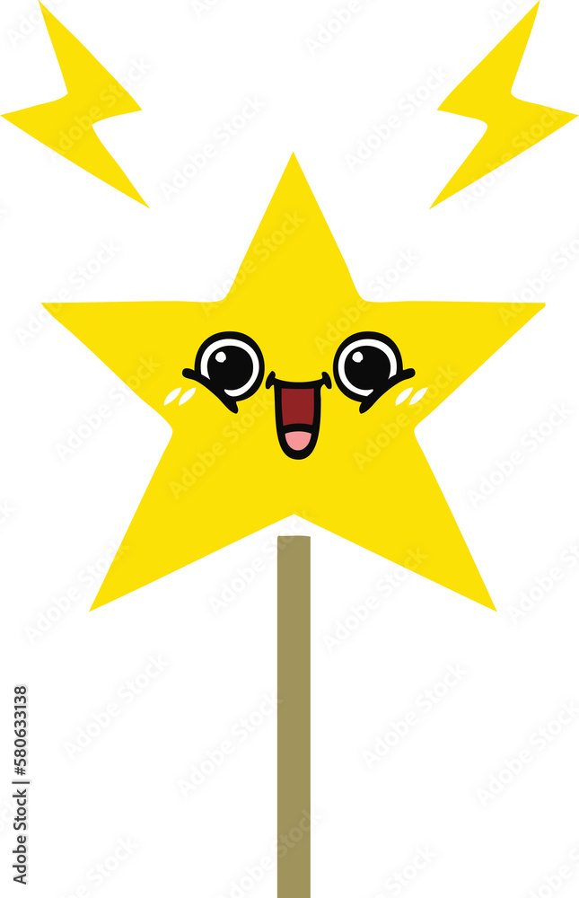 flat color retro cartoon magic wand flat color retro cartoon magic wand