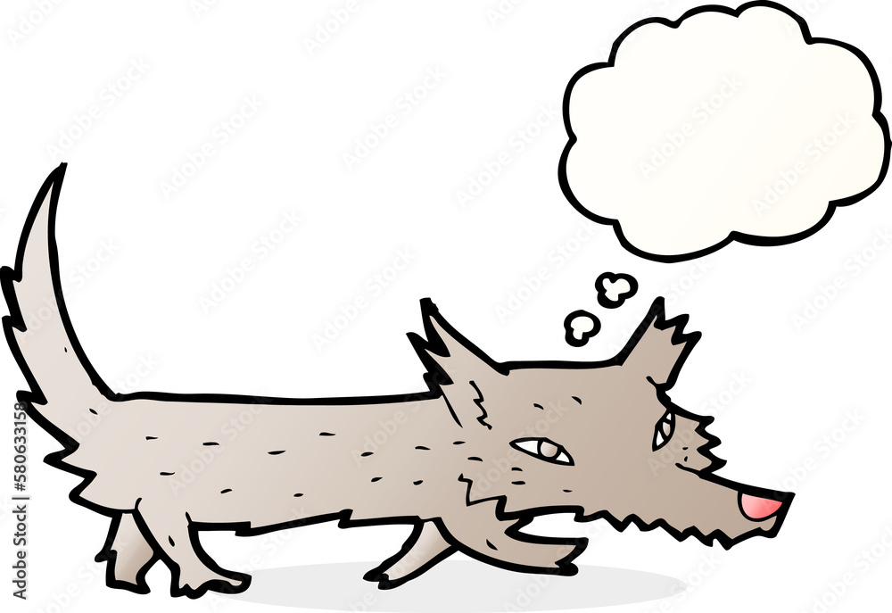 cartoon little wolf with thought bubble cartoon little wolf with thought bubble