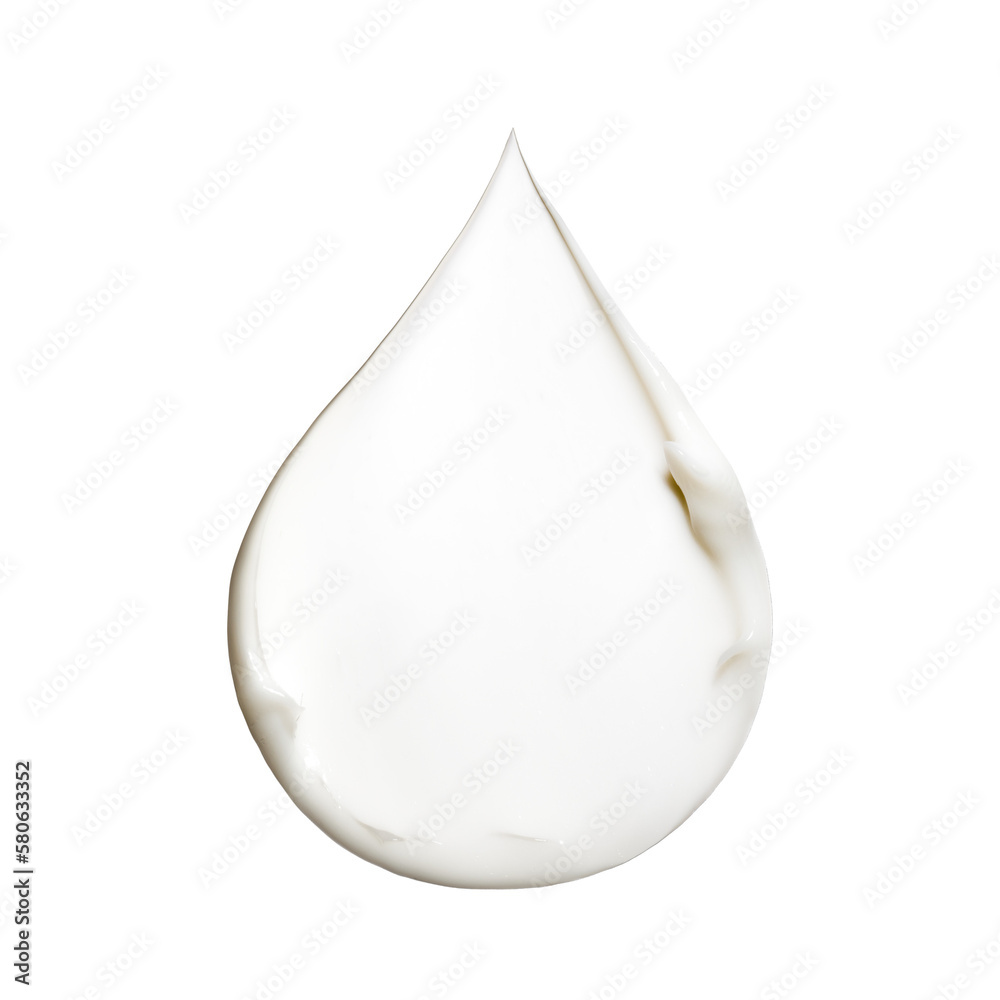 Cosmetic cream or lotion drop smear isolated on white background. Beauty skin care product swipe. Swatch.