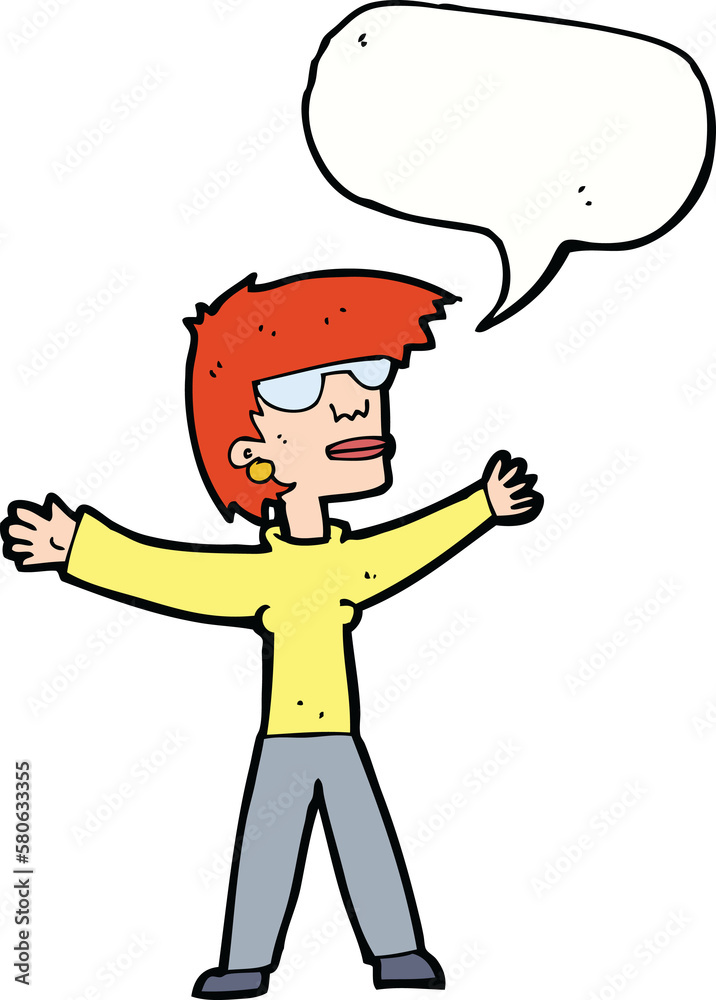cartoon woman wearing glasses with speech bubble cartoon woman wearing glasses with speech bubble