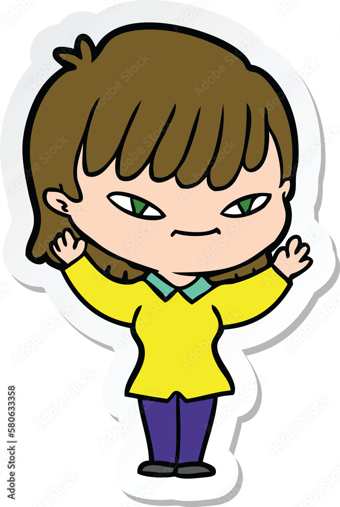 sticker of a cartoon woman