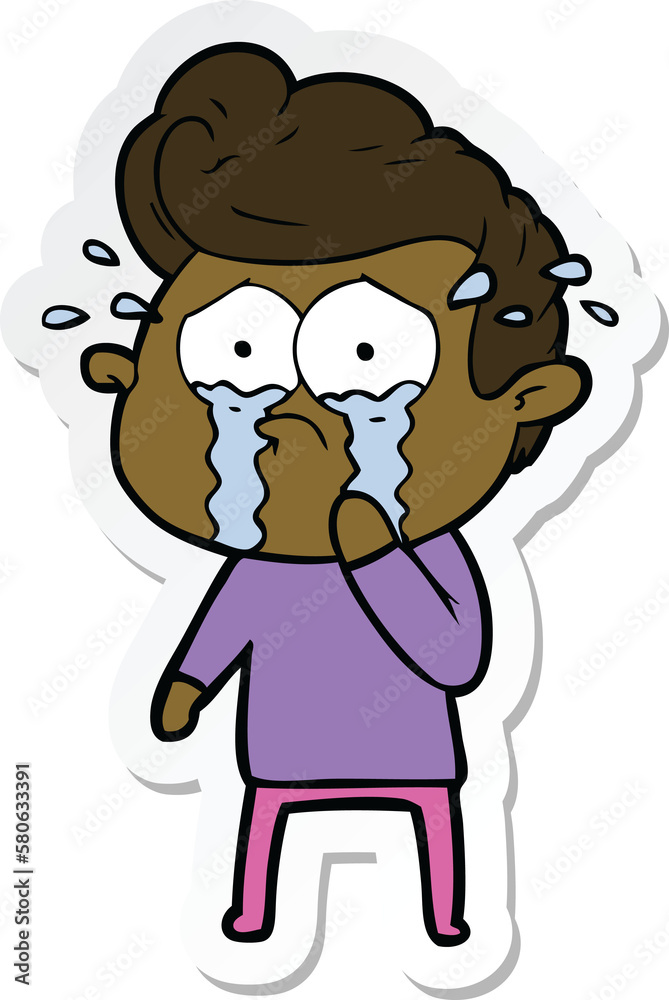 sticker of a cartoon crying man sticker of a cartoon crying man