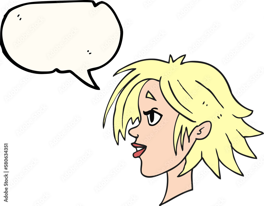 speech bubble cartoon happy female face