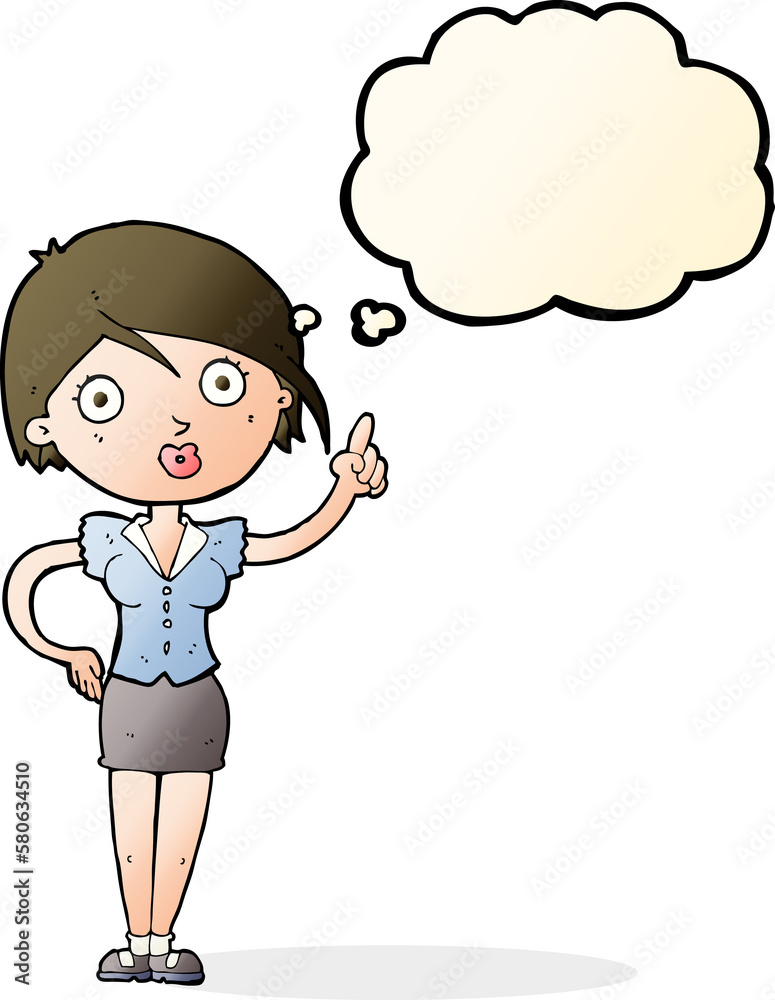 cartoon pretty woman with idea with thought bubble cartoon pretty woman with idea with thought bubble