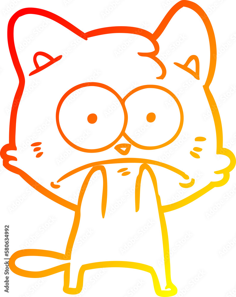 Obraz premium warm gradient line drawing cartoon nervous cat