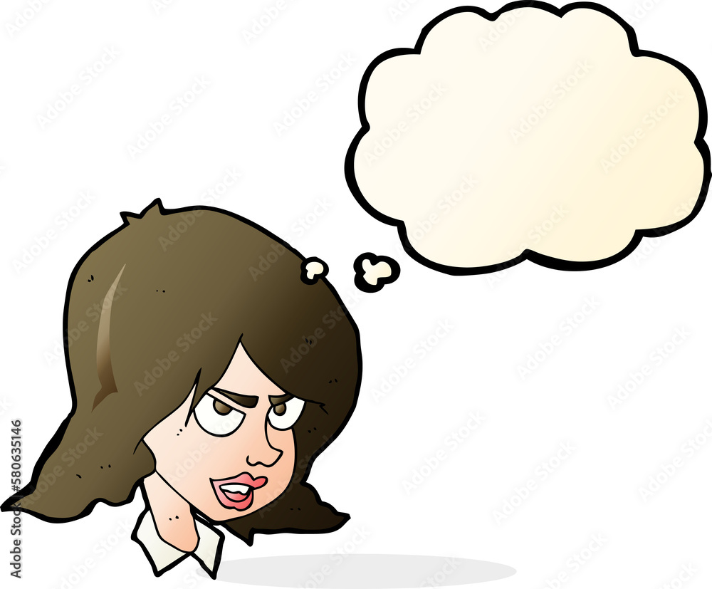 cartoon annoyed woman with thought bubble cartoon annoyed woman with thought bubble