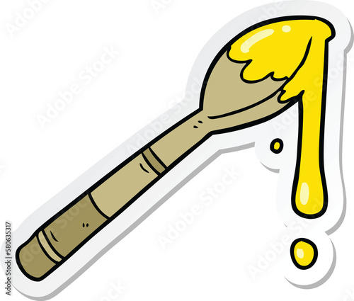 sticker of a cartoon spoonful of honey © lineartestpilot