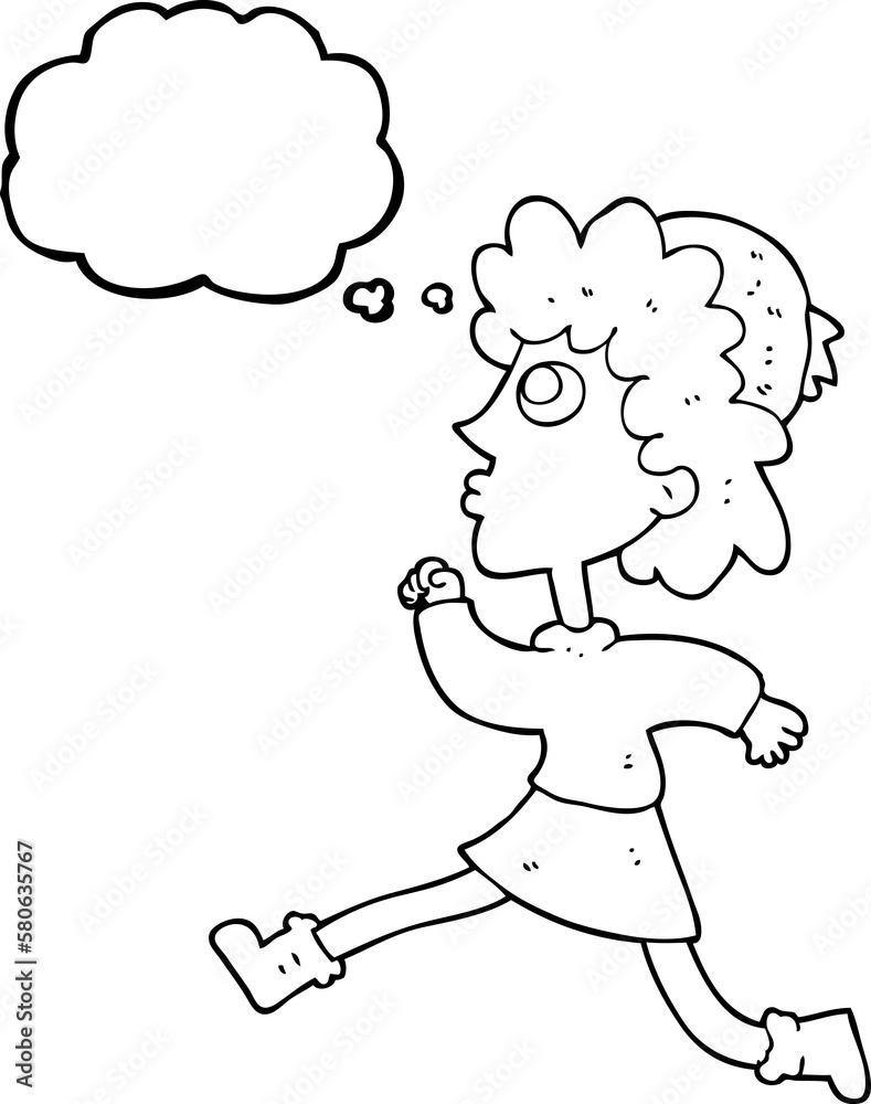 thought bubble cartoon running woman thought bubble cartoon running woman