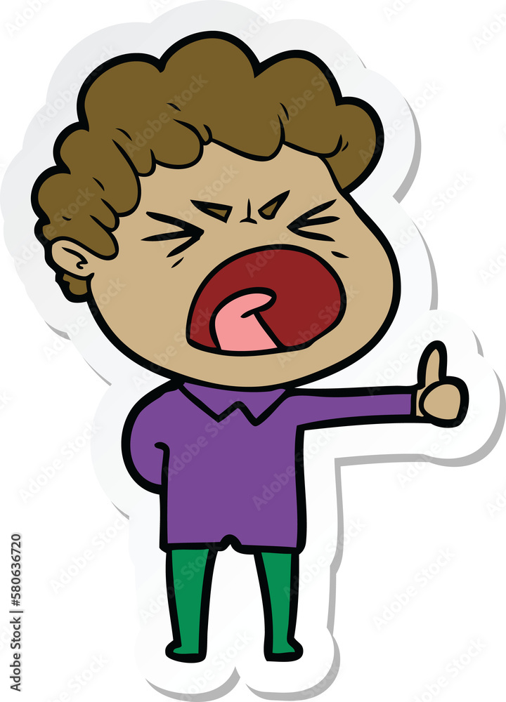 sticker of a cartoon furious man sticker of a cartoon furious man