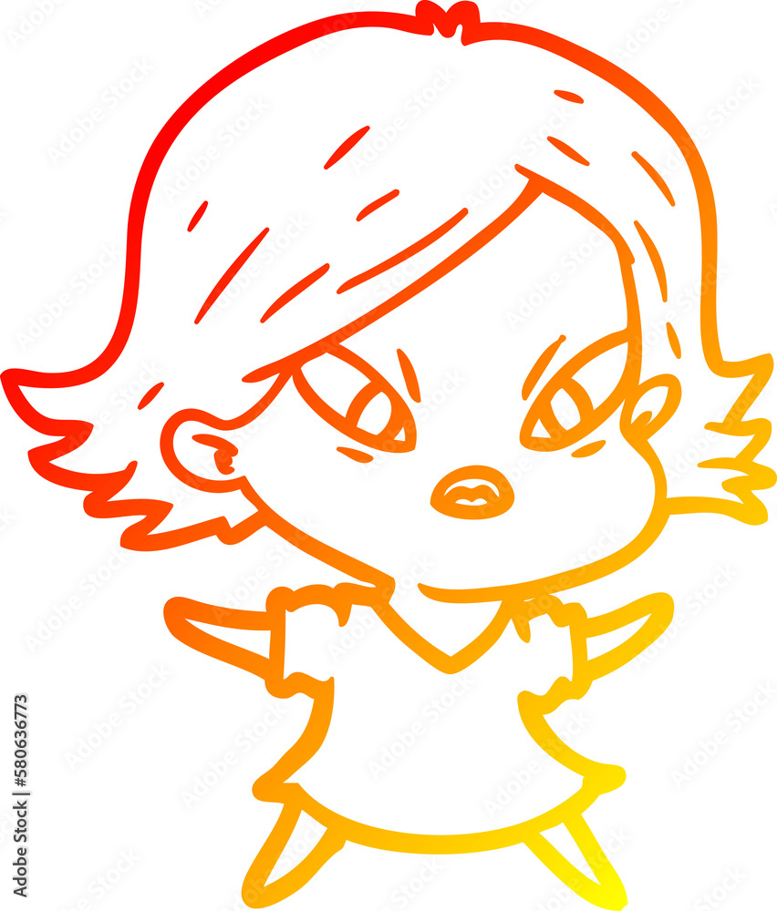 warm gradient line drawing cartoon stressed woman