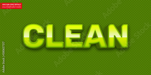 Clean green text style effect, Editable 3d style text tittle