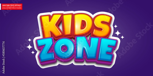 Kids zone text style effect, Editable 3d style text tittle