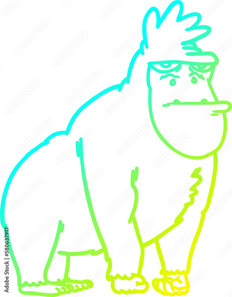 Obraz premium cold gradient line drawing cartoon gorilla
