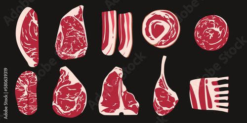 meat icon set any fresh meat icon setVector eps 10. , perfect for wallpaper or design elements