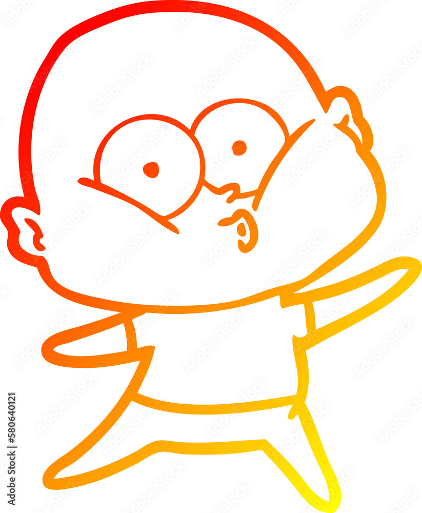 warm gradient line drawing cartoon bald man staring warm gradient line drawing cartoon bald man staring