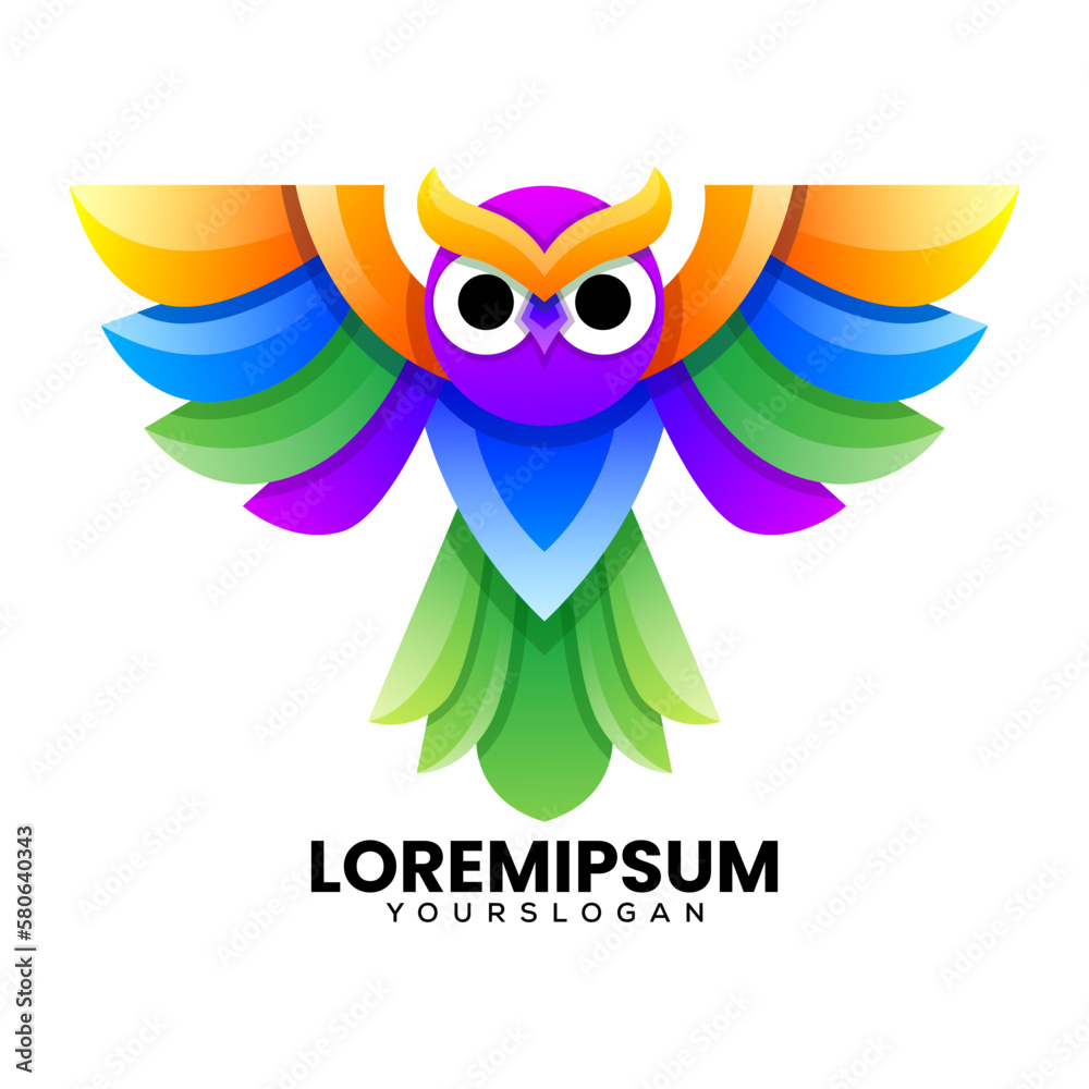 colorful bird owl logo design colorful bird owl logo design