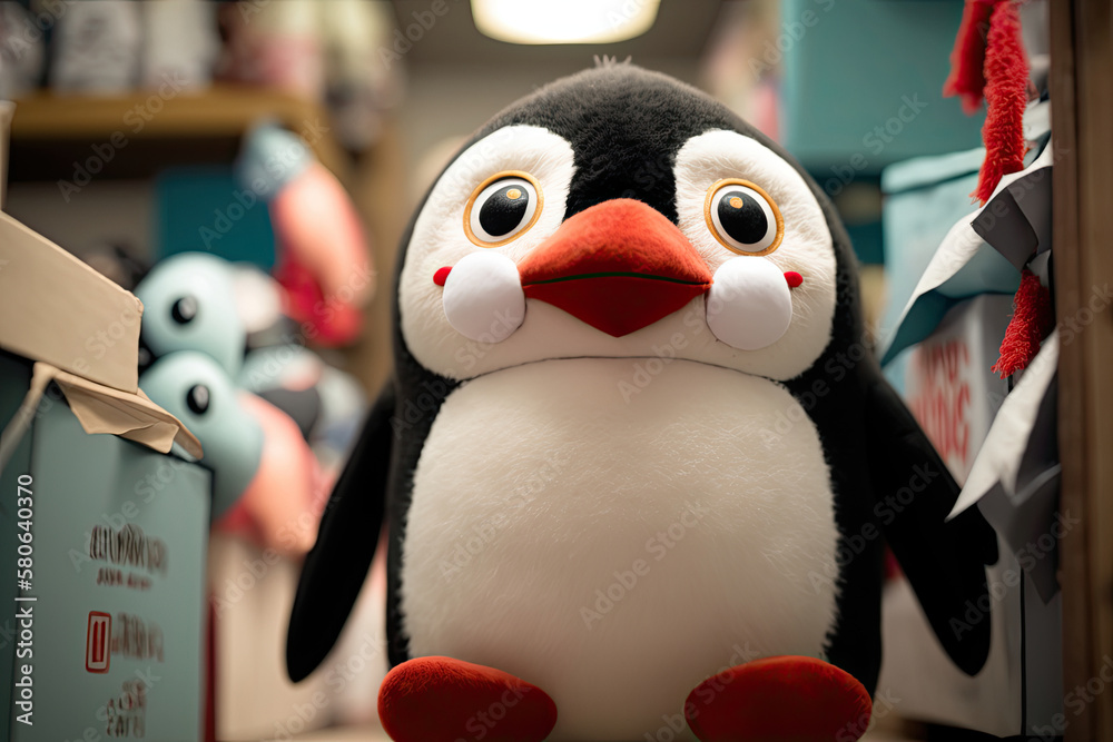 big penguin cuddly toy, beautiful big round eyes, very soft, kids will ...