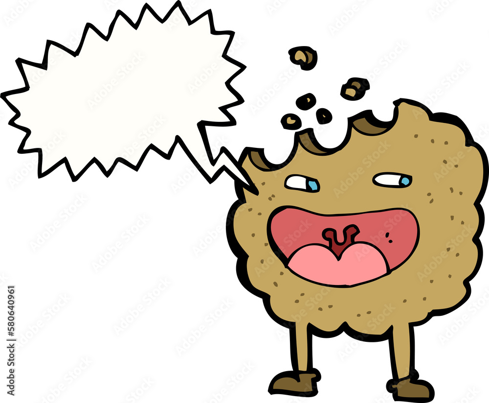 cookie cartoon character with speech bubble