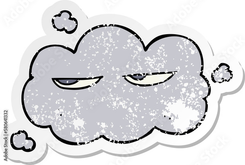 Fototapeta Naklejka Na Ścianę i Meble -  distressed sticker of a cute cartoon cloud