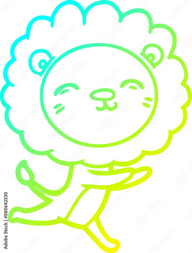 cold gradient line drawing cartoon running lion cold gradient line drawing cartoon running lion