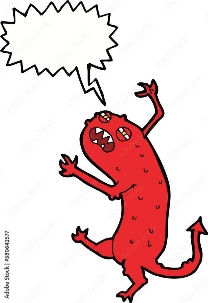 cartoon little monster with speech bubble cartoon little monster with speech bubble