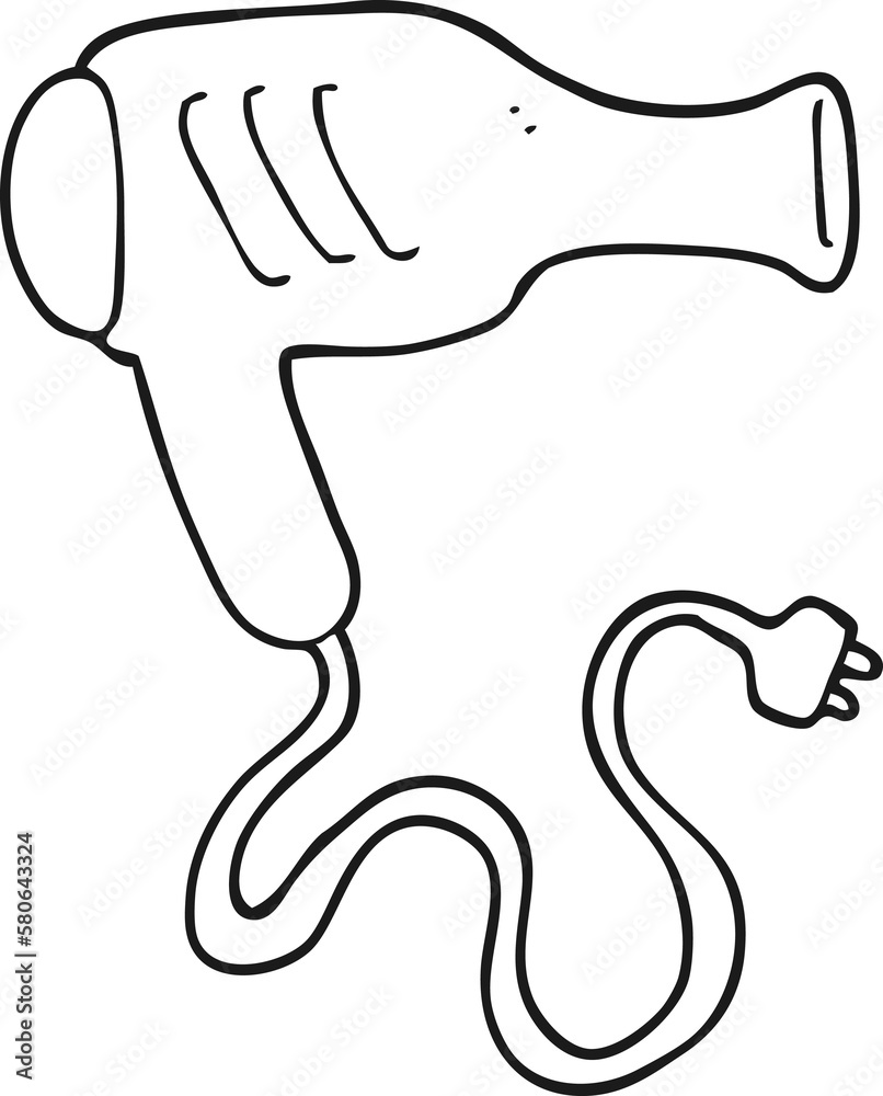 black and white cartoon hair dryer black and white cartoon hair dryer