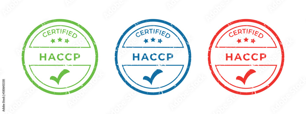 Fototapeta premium HACCP checked icon set. Hazard and Critical Control Point Analysis