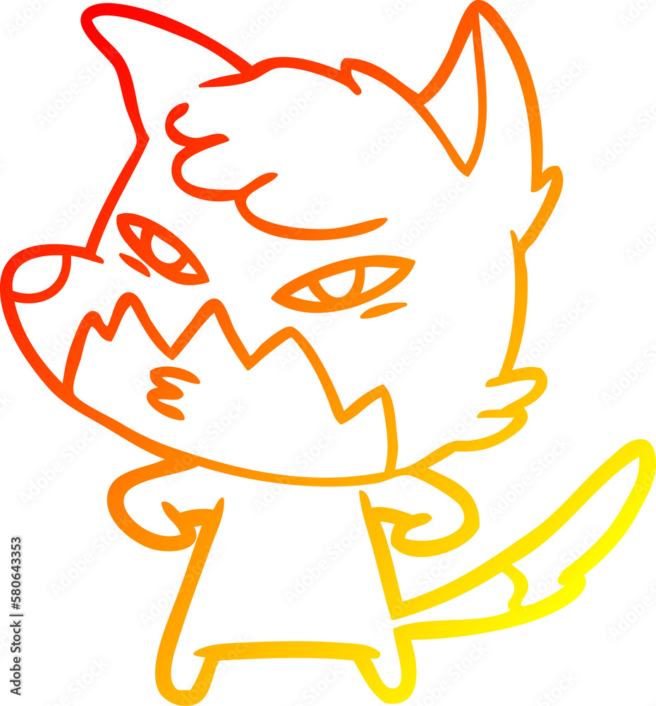 warm gradient line drawing clever cartoon fox warm gradient line drawing clever cartoon fox