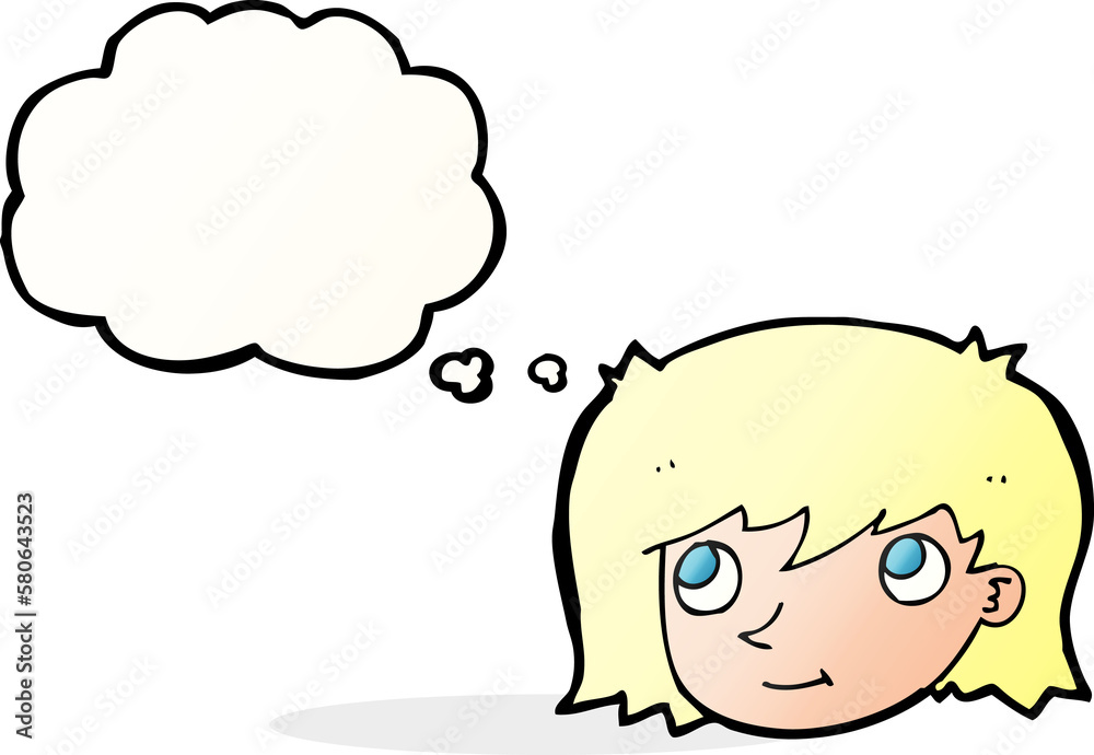 cartoon female face with thought bubble cartoon female face with thought bubble