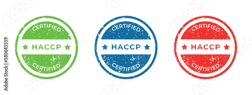 Set of HACCP stamps. Analysis of risks and critical control points. Icon set on white background